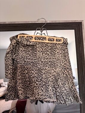 AllSaints Black and Cream Leopard-Print Top